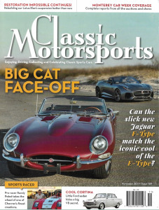 CLASSIC MOTORSPORTS 2017 NOV - JAGUAR F-TYPE VS E-TYPE, RANDY PROBST, CORTINA